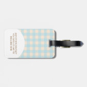 Sweet Niedlicher, hellblauer Babyblauer Gingham Gepäckanhänger (Rückseite horizontal)
