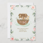 Sweet Noah's Ark Pink Floral Girl Baby Dusche Einladung (Rückseite)