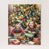 Sweet Nostalgic Children on Christmas to und from Puzzle (Vertikal)