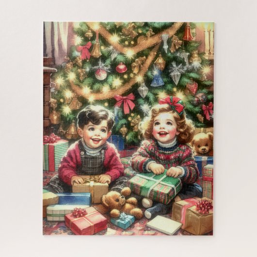 Sweet Nostalgic Children on Christmas to und from Puzzle (Vertikal)