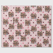 Sweet Nutcrackers und Polka Dots Pink Geschenkpapier (Flach)