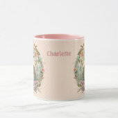 Sweet Oaster Bunny in Spring Blumen Name hinzufüge Tasse (Zentrum)