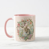 Sweet Oaster Bunny in Spring Blumen Name hinzufüge Tasse (Links)
