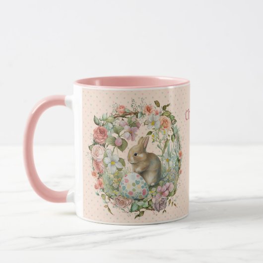 Sweet Oaster Bunny in Spring Blumen Name hinzufüge Tasse (Links)