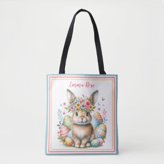 Sweet Oaster Bunny mit Blume und farbigen Eiern Tasche (Vorderseite)