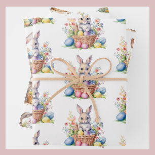 Sweet Oaster Bunny Rabbit 3 Aquarellbilder Geschenkpapier Set