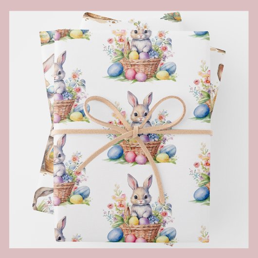 Sweet Oaster Bunny Rabbit 3 Aquarellbilder Geschenkpapier Set