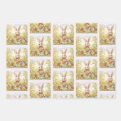 Sweet Oaster Bunny Rabbit 3 Farbige Kinder Geschenkpapier Set (Vorderseite 3)