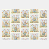 Sweet Oaster Bunny Rabbit 3 Farbige Kinder Geschenkpapier Set (Vorderseite 2)