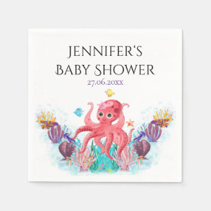 Sweet Ocean Octopus Seashells Baby Dusche Serviette