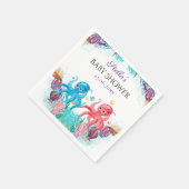 Sweet Ocean Twins Octopus Seashells Baby Dusche Serviette (Ecke)