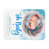 Sweet Oh Baby Boy Birth Announcement Foto Magnet (Horizontal)