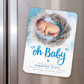 Sweet Oh Baby Boy Birth Announcement Foto Magnet