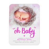 Sweet Oh Baby Girl Geburtshilfe Ankündigung Foto Magnet (Vertikal)