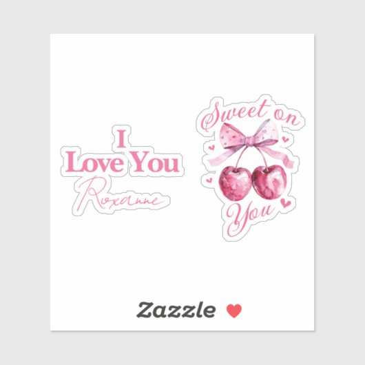 Sweet on you" Anpassbare Kirsche-Themed Aufkleber (Blatt)