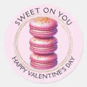 Sweet on You Happy Valentine's Day Macaron Runder Aufkleber (Vorderseite)