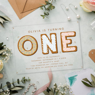 Sweet ONE 1. Geburtstag Acryleinladungen