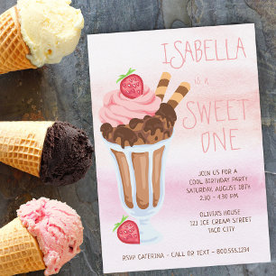 Sweet One 1. Geburtstag Eiscreme Einladung