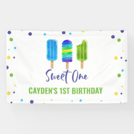 Sweet One 1. Geburtstag Ice Pop Blue Green Banner