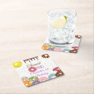 Sweet One 1. Geburtstag Party Personalisierbar Rechteckiger Pappuntersetzer