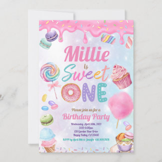 Sweet One 1. Geburtstag Party Pink Pastel Sprinkle Einladung
