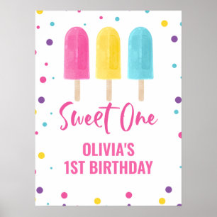 Sweet One 1. Geburtstag Rainbow Ice Pop Poster
