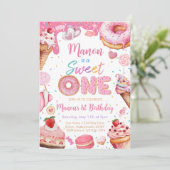 Sweet One 1. Geburtstagsmädchen Einladung (Stehend Vorderseite)