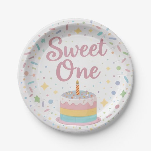 Sweet One 1st Birthday Paper Plate Pappteller (Vorderseite)