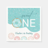 Sweet One Aquamarin Zuckerguss Girl's First Birthd Serviette (Vorderseite)