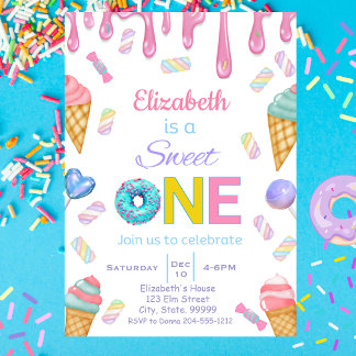 Sweet One Baby Girl Einladung zum 1. Geburtstag