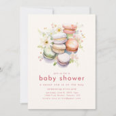 Sweet One Baby Shower Einladung mit Macaroons (Vorderseite)
