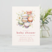 Sweet One Baby Shower Einladung mit Macaroons (Stehend Vorderseite)
