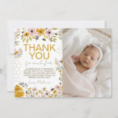 Sweet One Bee Photo Thank You Card Einladung (Vorderseite)