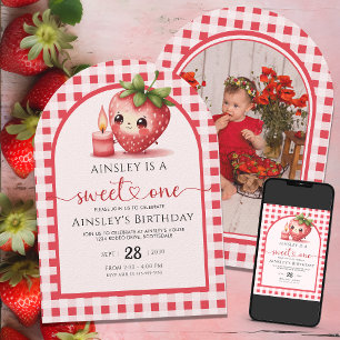 Sweet One Berry Erster Geburtstag Personalisiertes Einladung