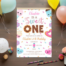 Sweet One Birthday Donut Candy 1St Birthday Einladung
