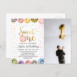 Sweet One Birthday Einladung, Donut 1. Postkarte
