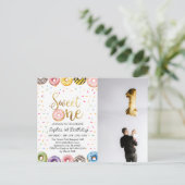 Sweet One Birthday Einladung, Donut 1. Postkarte (Stehend Vorderseite)