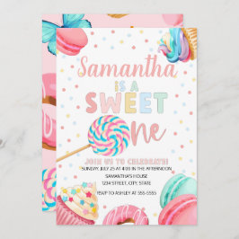 Sweet One Birthday Einladung, Pastel Süßigkeiten I Einladung