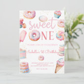 Sweet One Birthday Foto Einladung (Stehend Vorderseite)