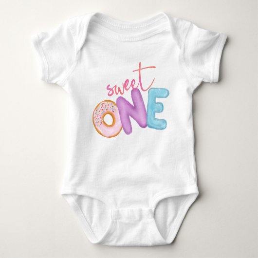 Sweet One Birthday Girl Donut Thema Niedlich Ba Baby Strampler (Vorderseite)