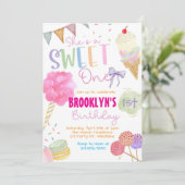 Sweet One Birthday Invitation | Ice Cream | ONE Einladung (Stehend Vorderseite)