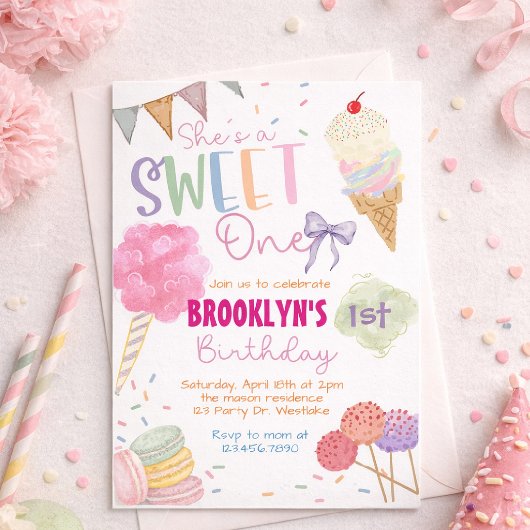 Sweet One Birthday Invitation | Ice Cream | ONE Einladung