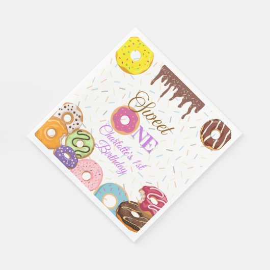 Sweet One Birthday Party Napkins | Anpassen Serviette (Ecke)