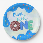 Sweet One Blue Zuckerguss Junge zum ersten Geburts Pappteller (Vorderseite)