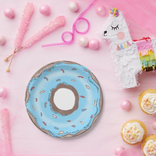 Sweet One Boy Blue Donut Birthday Pappteller (Party)