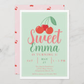Sweet One Cherry 3. Geburtstag Einladung (Vorne/Hinten)