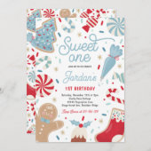 Sweet One Christmas Cookie 1. Geburtstag Party Einladung (Vorne/Hinten)
