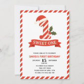 Sweet One Christmas erste Geburtstagseinladung Einladung (Vorderseite)