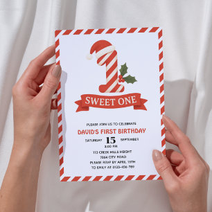 Sweet One Christmas erste Geburtstagseinladung Einladung