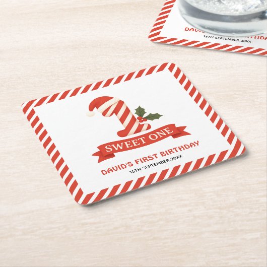 Sweet One Christmas Erster Geburtstag Rechteckiger Pappuntersetzer (angewinkelt)